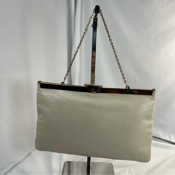 Vintage ETRA 1960s/70s Off White Genuine Leather Handbag Clutch - Picture 9 of 11